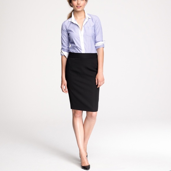 EUC J. Crew Factory Black Wool The Pencil Skirt - Picture 1 of 10